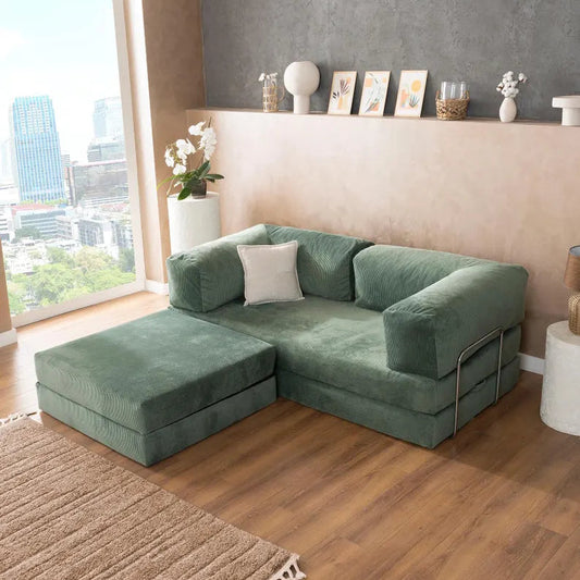 Sectional Sofa Couch with Ottoman, Sofa with L Shaped Backrest