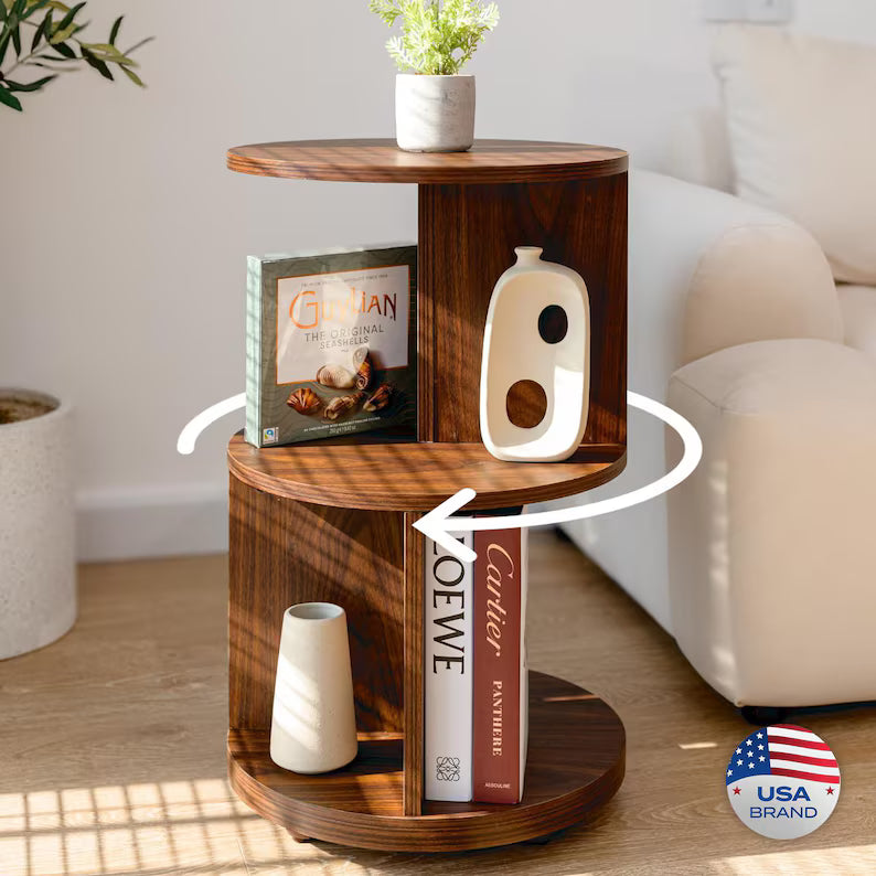 Living Room Side Table, Office Round Bookshelf End Table