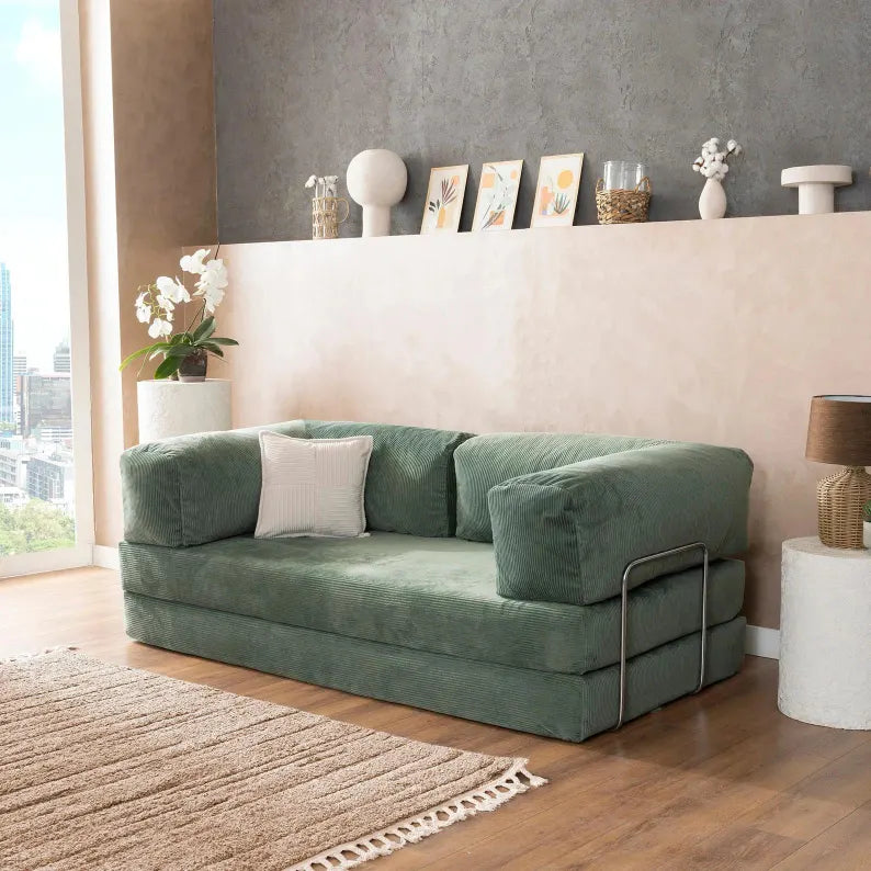 Sectional Sofa Couch with Ottoman, Sofa with L Shaped Backrest