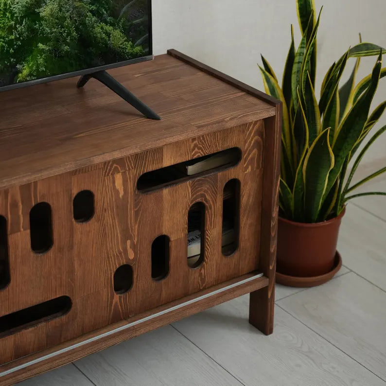 Wooden Custom TV Stand, Solid Wood Tv Console, Rustic Tv Stand with Storage, Handmade TV Stand